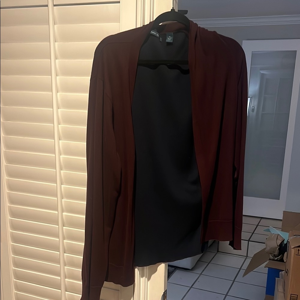 Burgundy Open Front Cardigan
